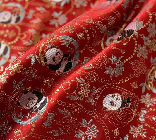 Panda bamboo brocade fabric, Hanfu skirt, children's clothing vest fabric, DIY jacquard fabric