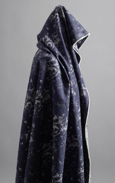 Navy blue color jacquard fabric with flower pattern, wedding jacket dress fabric,  cosplay dress fabric, fabric by the yard