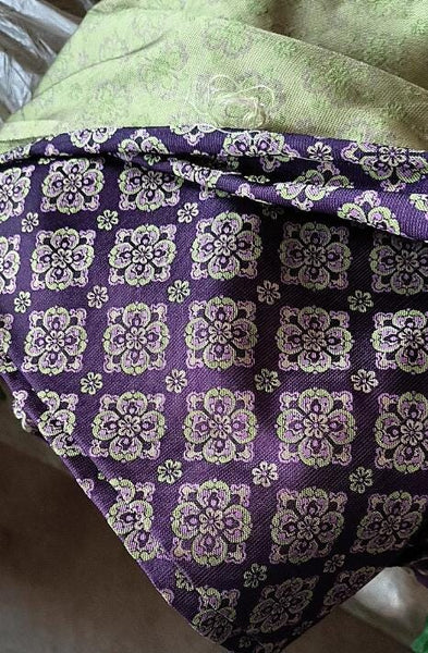Wide Brocade Fabric, Purple Green Color Brocade Fabric, Flower Style Brocade Fabric, Cosplay Dress Fabric, by the yard