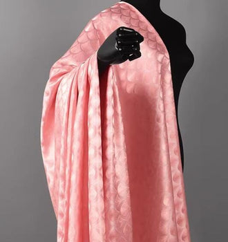Pink color brocade fabric with feather style, jacquard fabric,  cosplay dress fabric, by the yard