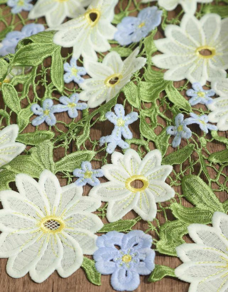 Green flower lace, hollow embroidery flower style lace fabric, wedding lace, fashion lace dress fabric