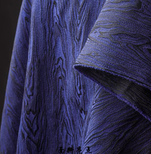 High quality blue/black jacquard fabric, grain style jacquard fabric, wedding fabric, cosplay dress fabric,  fabric by the yard