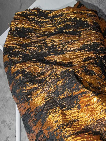 Black Gold Yellow Color Stripe Style Fabric, Jacquard Fabric, Wedding Jacquard Fabric, for Cosplay dress