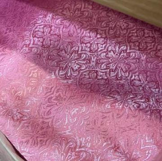 Pink Color Brocade Satin Fabric, Jacquard Fabric, Cosplay Dress Fabric, Fabric by the yard
