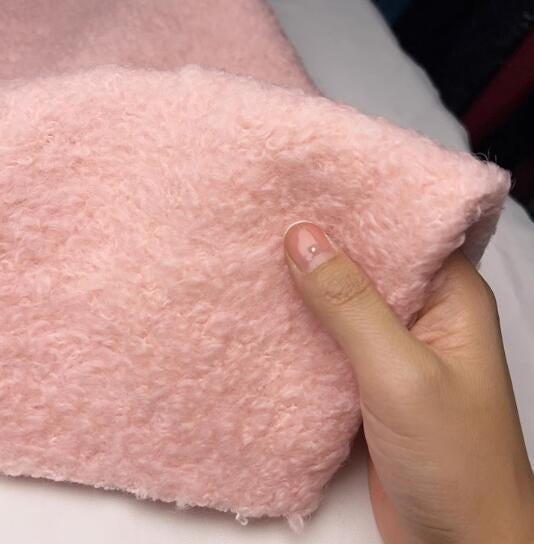 Pink looped woolen fabric, soft woolen fabric, Autumn and Winter warm coat dress fabric, fashion wool fabric