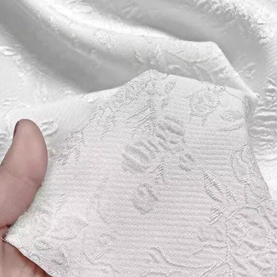 Black/Off-white/Light pink Color jacquard fabric, stretch jacquard fabric, 3D texture fabric, wedding jacket fabric, cosplay dress fabric