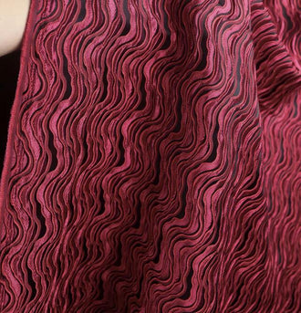 Autumn fabric, wine red color jacquard fabric with wave pattern, wedding jacket dress fabric,  cosplay dress fabric,  fabric by the yard