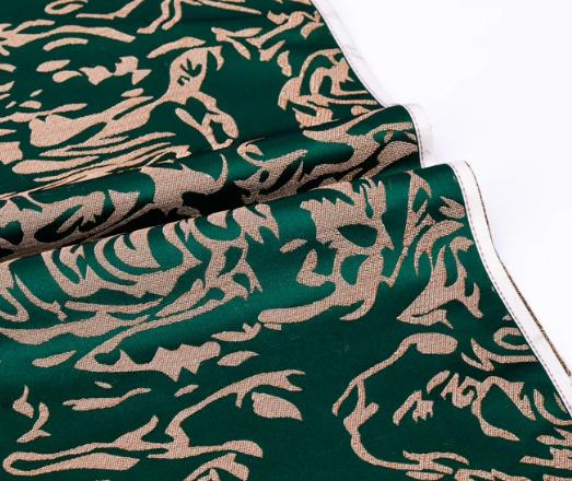 Dark green gold color brocade fabric, jacquard fabric, cosplay dress fabric, by the yard