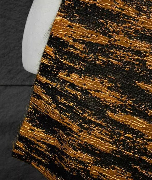 Black Gold Yellow Color Stripe Style Fabric, Jacquard Fabric, Wedding Jacquard Fabric, for Cosplay dress