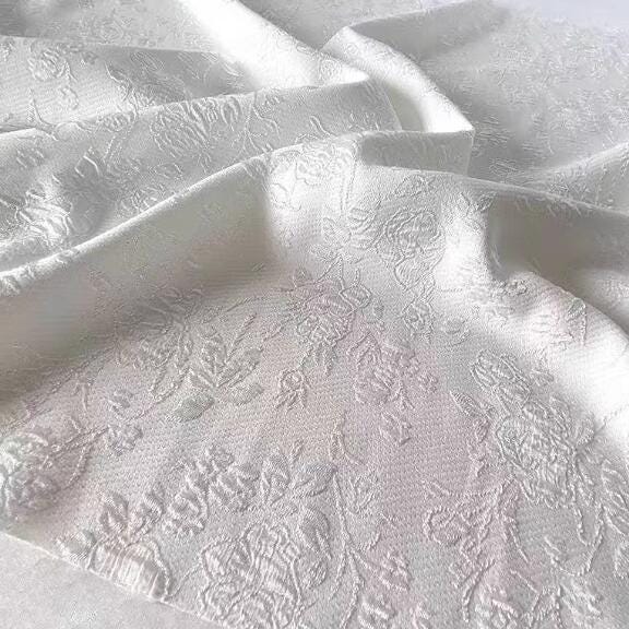 Black/Off-white/Light pink Color jacquard fabric, stretch jacquard fabric, 3D texture fabric, wedding jacket fabric, cosplay dress fabric