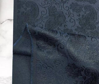 Autumn fabric, navy blue color jacquard fabric, wedding jacket dress fabric,  cosplay dress fabric,  fabric by the yard