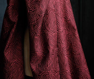 Autumn fabric, wine red color jacquard fabric, wedding jacket dress fabric,  cosplay dress fabric,  fabric by the yard