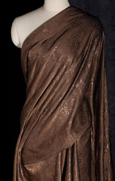 Brown color jacquard, retro embossed texture fabric, Chinese style flower pattern fabric,  clothing designer fabric