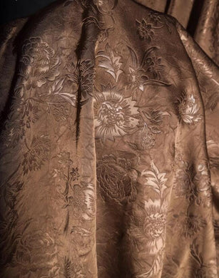 Brown color jacquard, retro embossed texture fabric, Chinese style flower pattern fabric,  clothing designer fabric