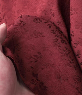 Dark red/cream yellow color jacquard fabric with floral pattern, wedding dress fabric, fabric by the yard