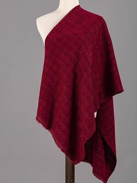 Wine red tweed fabric, wool tweed fabric, suit dress fabric, Autumn dress fabric, by the yard