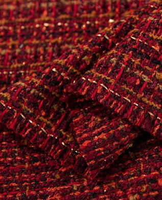 Retro red tweed fabric, wool tweed fabric, Autumn dress fabric, suit dress fabric, by the yard