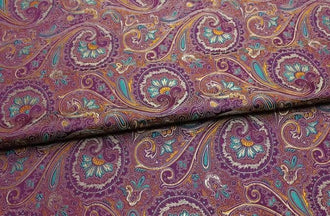 Purple red color brocade fabric with paisley pattern, jacquard fabric, Cosplay dress fabric, by the yard