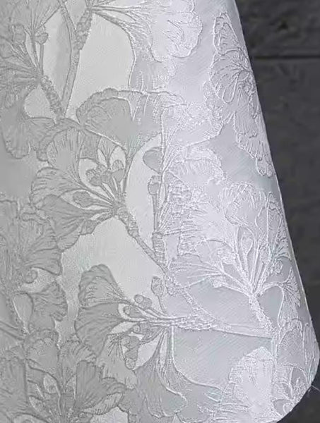 3D ginkgo leaf pattern jacquard fabric, cream white color with ginkgo leaf, wedding dress fabric, prom dress fabric, Cosplay dress fabric
