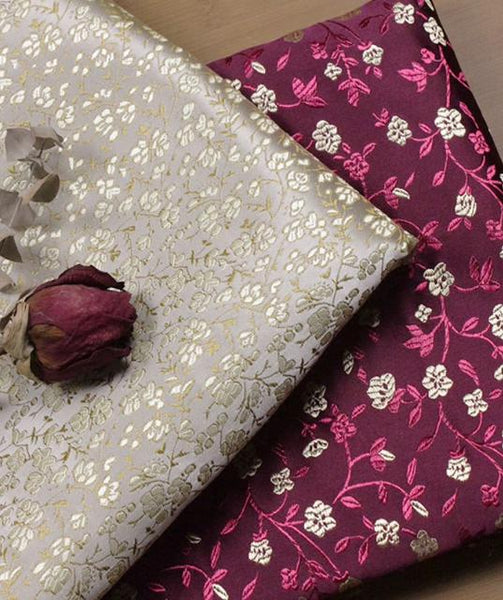 2 Color Light gold flora fabric, purple red fabric, wide brocade fabric with flora pattern, jacquard fabric, cosplay dress fabric,