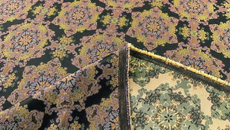 Wide brocade fabric, black color brocade fabric with gold flower pattern, jacquard fabric, Autumn fabric, by the yard