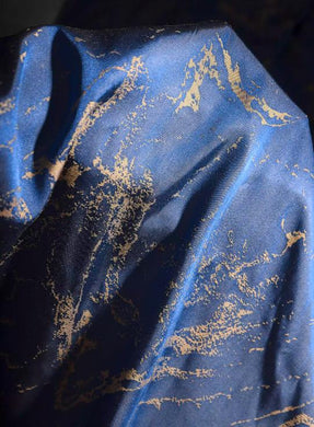 Blue gold color jacquard fabric, jacket dress fabric, wedding dress fabric