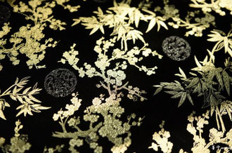 Black gold plum bamboo pattern fabric, qipao vest woven brocade fabric, outerwear, long skirt jacquard fabric