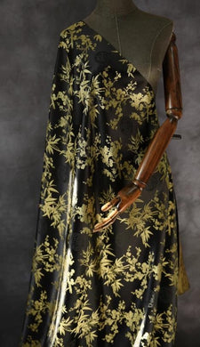 Black gold plum bamboo pattern fabric, qipao vest woven brocade fabric, outerwear, long skirt jacquard fabric