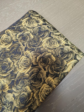 20%OFF-Fashion jacuqard fabric, black color jacquard with gold color rose fabric, wedding jacket dress fabric, by the yard