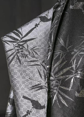 Black and white silver bamboo sparrow style jacquard fabric, texture jacquard fabric, Chinese style suit dress fabric,  wholesale fabric