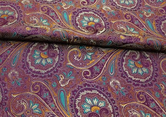Purple red color brocade fabric with paisley pattern, jacquard fabric, Cosplay dress fabric, by the yard