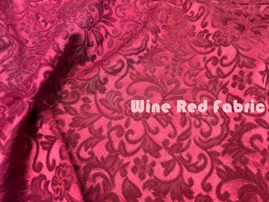 Wine red jacquard fabric, glossy relief jacquard fabric, polyester cotton fabric, Cosplay dress fabric, fabric by the yard