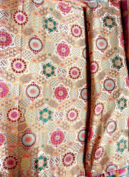 Colorful flower style brocade fabric, Chinese style jacquard fabric, wedding dress fabric,