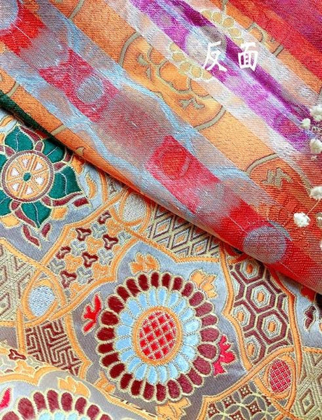 Colorful flower style brocade fabric, Chinese style jacquard fabric, wedding dress fabric,