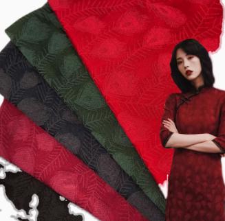 30%OFF-4 Color Red/balck/dark green/navy blue cotton fabric with jacquard feather, jacket dress jacquard, Cosplay dress fabric,