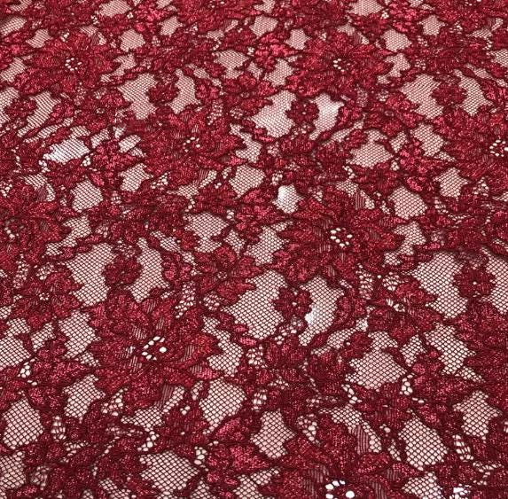 3 Color Dark Red/Gold Color Lace Fabric, Wedding Dress Fabric, Hollow Out Bright Silk Keel Mesh Eyelashes Lace Fabric