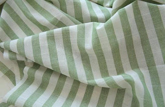 SALE, Summer fabric, green color fabric, polyester cotton blended striped fabric, DIY fabric