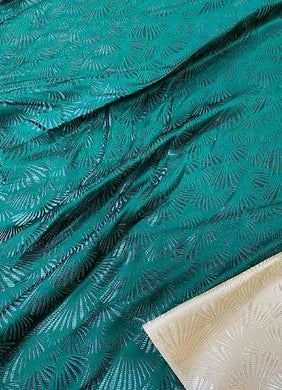 SALE, Peacock Green Color Brocade Fabric, Deep Green Color Brocade Fabric, Jacquard Fabric, by the yard