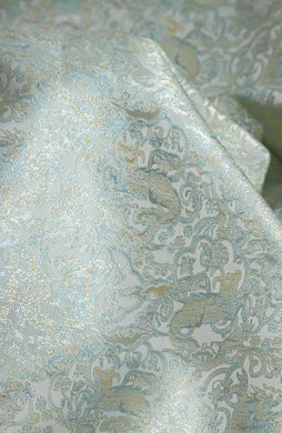 Elegant green woven fabric, floral pattern woven jacquard, designer fabric for Autumn and Winter, jackets fabric