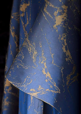 Blue gold color jacquard fabric, jacket dress fabric, wedding dress fabric