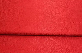 SALE, Red color brocade fabric with pteris pattern, Jacquard Fabric, Cosplay dress fabric, by the yard