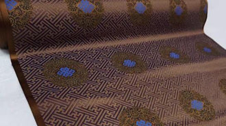 SALE, Dark coffee color brocade fabric with blue Chinese pattern , jacket dress fabric, wedding jacquard fabric, by the yard