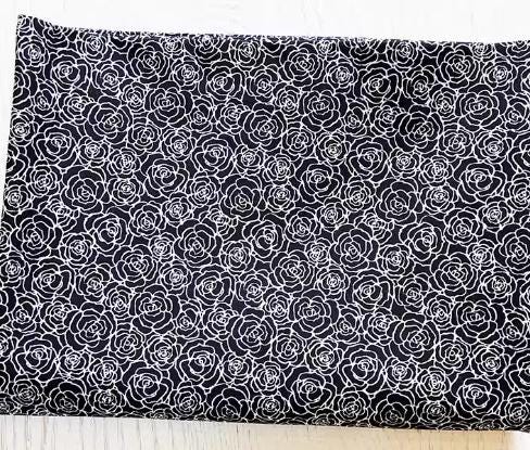 Black rose fabric, pure cotton high-density poplin fabric,  suitable for handmade bags, clothing, home fabrics, cotton cloth