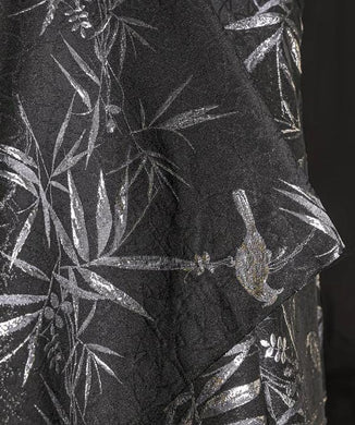 Black and white silver bamboo sparrow style jacquard fabric, texture jacquard fabric, Chinese style suit dress fabric,  wholesale fabric