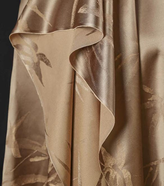 Golden coffee color fabric, bamboo pattern jacquard fabric, Chinese qipao jacket clothing design fabric,  wholesale fabric
