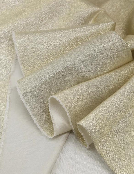 White Gold Color Gradient Sparkling Brocade Fabric Jacquard Fabric Handmade DIY Doll Clothes Stage Decoration Background Designer Fabric