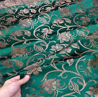 SALE, Deep Green Color Brocade Fabric, Brown Tree Vine Pattern Brocade Fabric, Jacquard Fabric, Vest Dress Fabric, Fabric by the yard