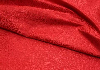 SALE, Red color brocade fabric with pteris pattern, Jacquard Fabric, Cosplay dress fabric, by the yard