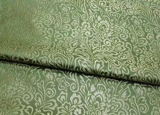 SALE, Olive green color brocade fabric, Wedding jacket dress jacquard fabric, by the yard