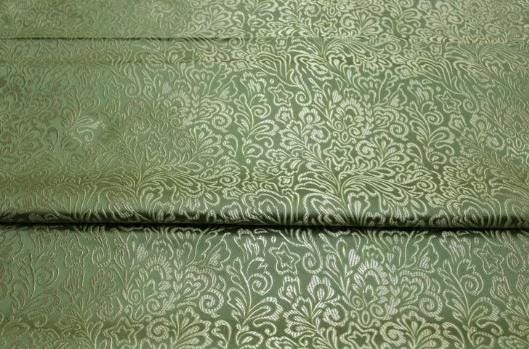SALE, Olive green color brocade fabric, Wedding jacket dress jacquard fabric, by the yard